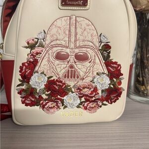 Loungefly Cream and Red Darth Vader Floral Backpack